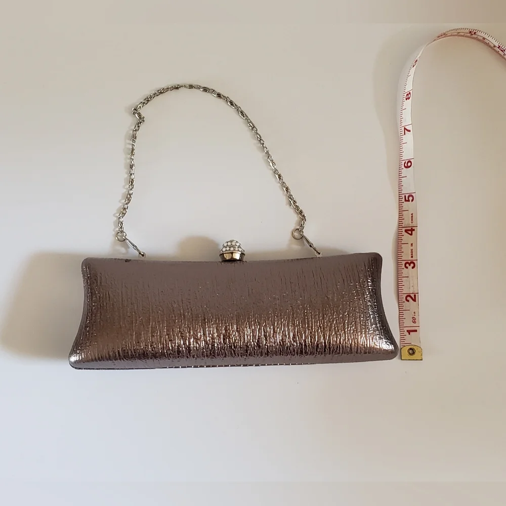 Clutch Metallic Hardcase with Removable Chain and Crystal Accent Closure